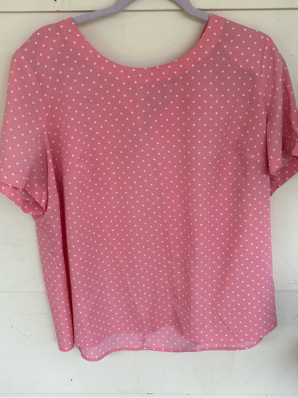 Liz Baker Pink Polka Dot Short Sleeve Blouse